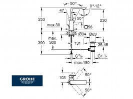 MEDIDAS MONOMANDO LAVABO ALLURE GROHE